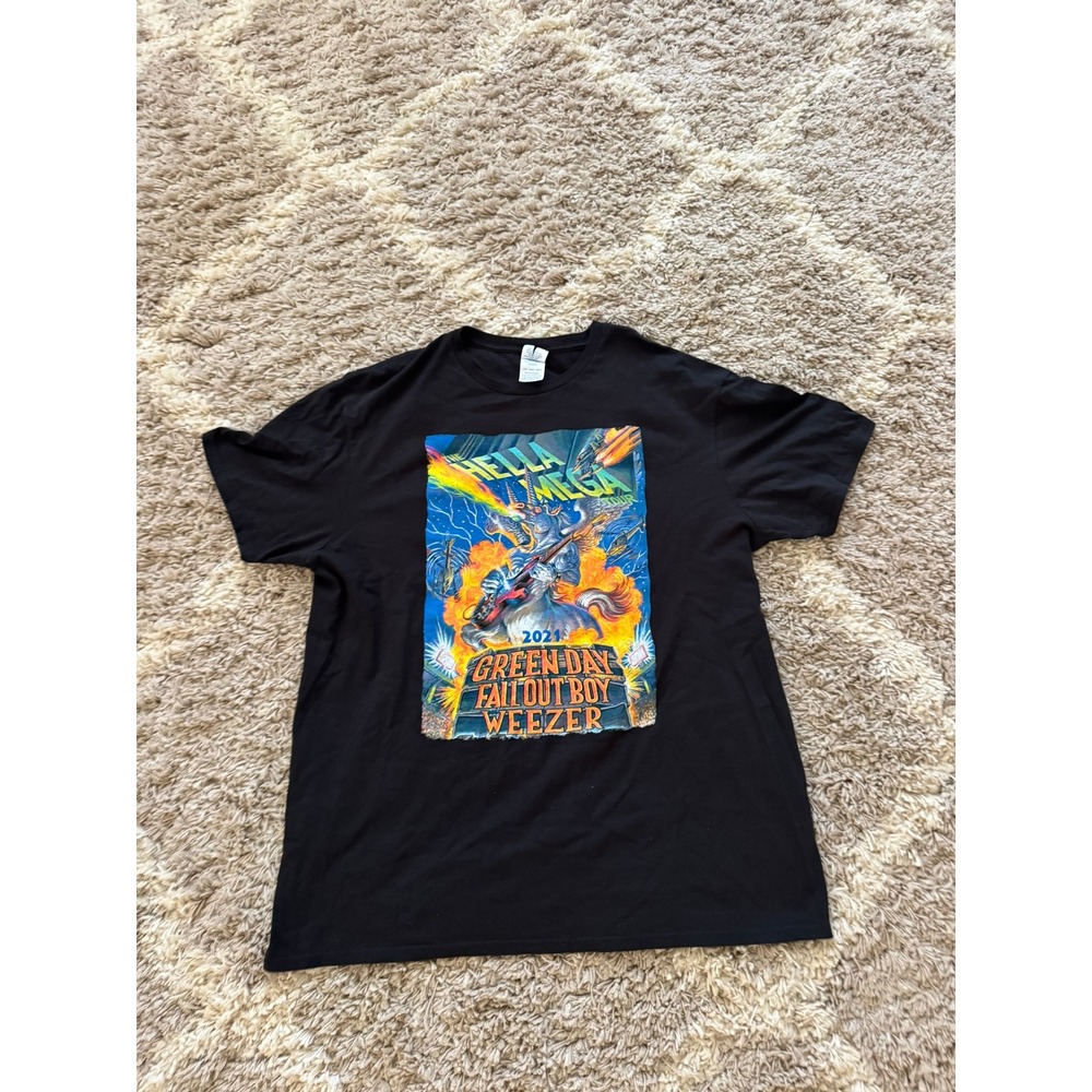 Green Day Fall Out Boy Weezer Hella Mega Tour 2021 Shirt XL Black Concert Tee